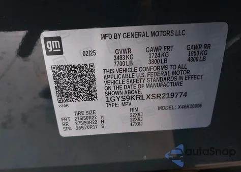 2025 Cadillac Escalade Esv Premium Luxury z USA, uszkodzony, nr VIN 1GYS9KRLXSR219774